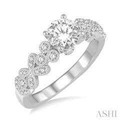 Round Shape Semi-Mount Diamond Engagement Ring