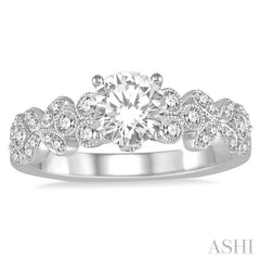 Round Shape Semi-Mount Diamond Engagement Ring