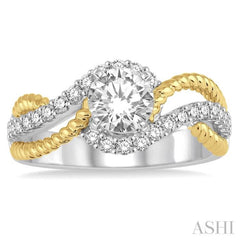 Round Shape Semi-Mount Diamond Engagement Ring