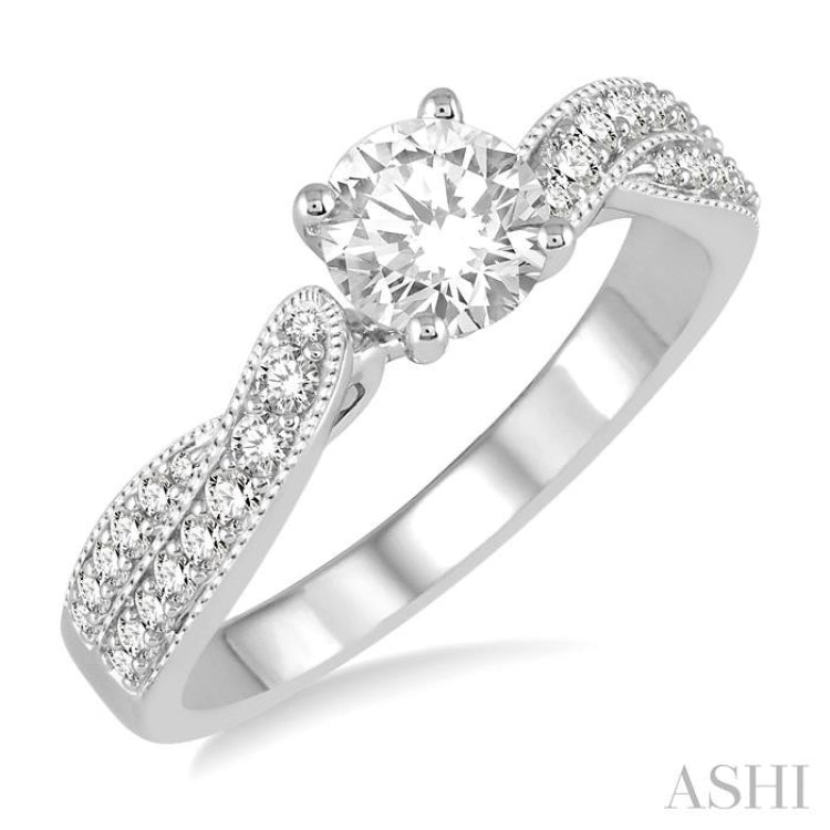 Round Shape Semi-Mount Diamond Engagement Ring