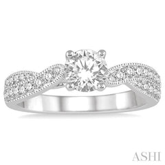 Round Shape Semi-Mount Diamond Engagement Ring