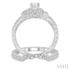 Round Shape Halo Diamond Wedding Set