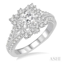 Cushion Shape Semi-Mount Diamond Engagement Ring