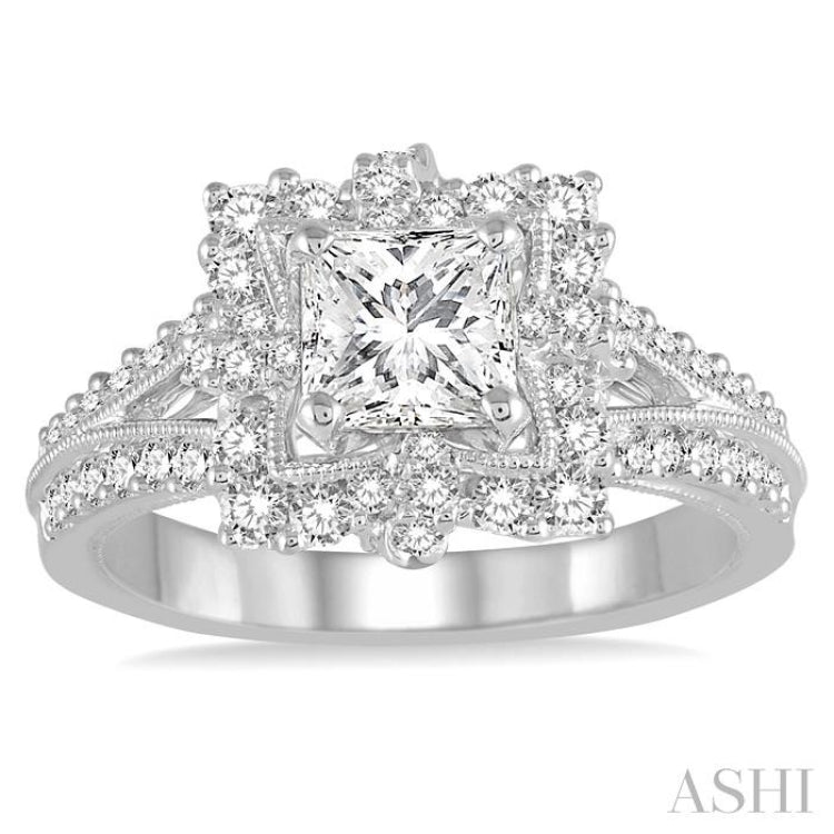 Cushion Shape Semi-Mount Diamond Engagement Ring