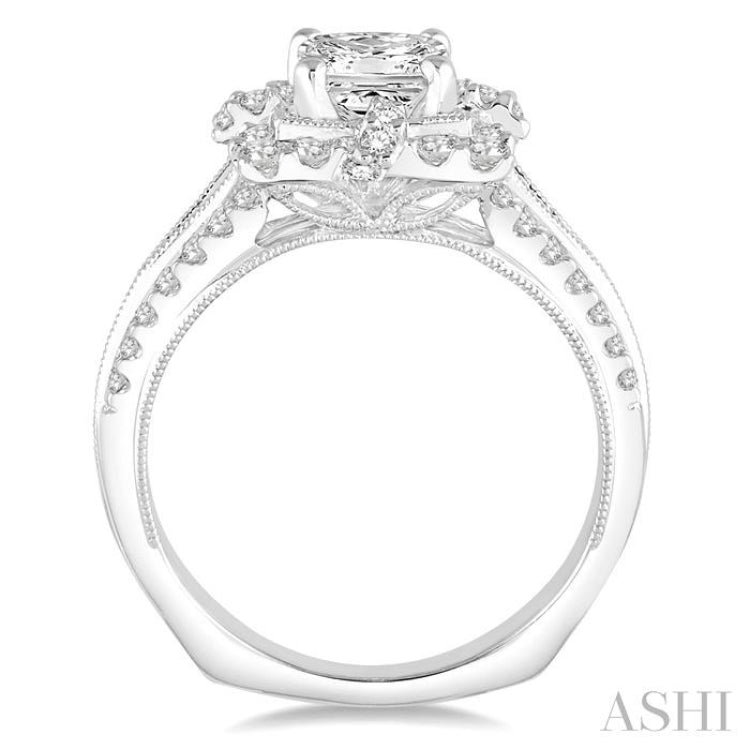 Cushion Shape Semi-Mount Diamond Engagement Ring