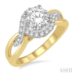 Round Shape Semi-Mount Diamond Engagement Ring