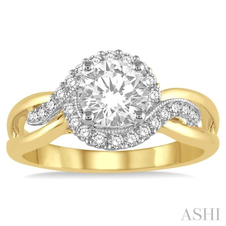 Round Shape Semi-Mount Diamond Engagement Ring