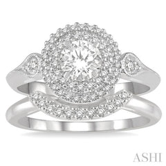 Round Shape Halo Diamond Wedding Set