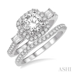 Round Shape Halo Diamond Wedding Set