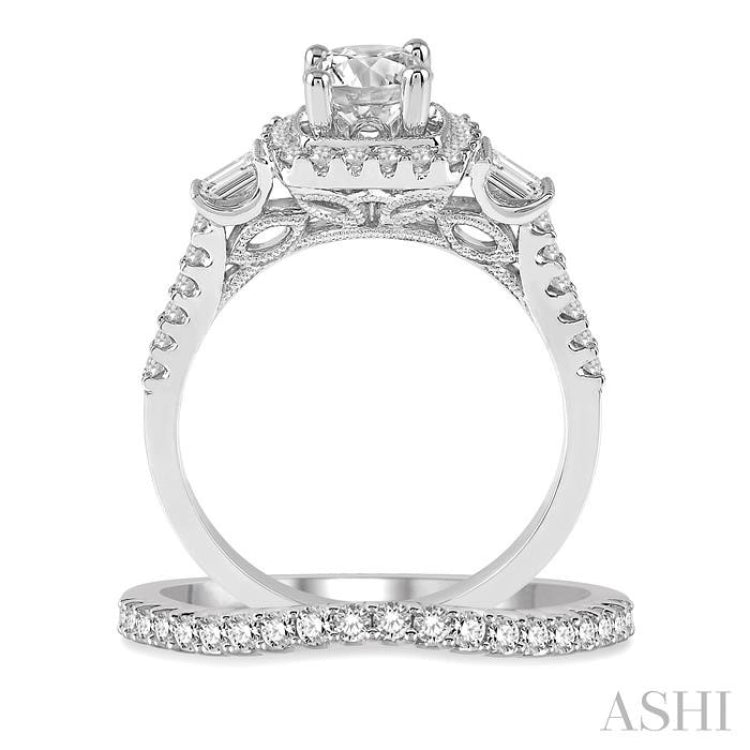 Round Shape Halo Diamond Wedding Set