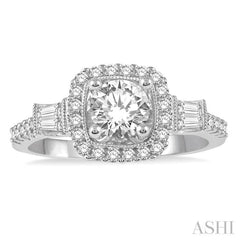 Round Shape Semi-Mount Halo Diamond Engagement Ring