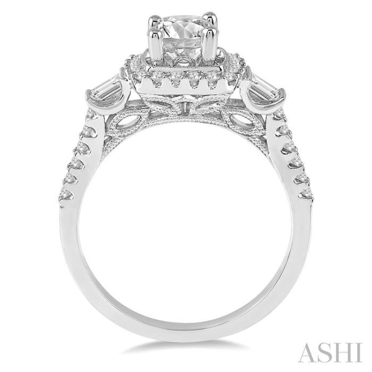 Round Shape Semi-Mount Halo Diamond Engagement Ring