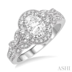 Oval Shape Halo Diamond Engagement Ring