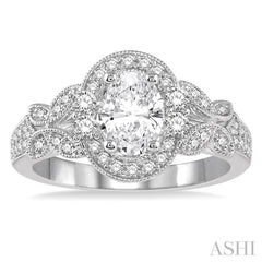 Oval Shape Halo Diamond Engagement Ring