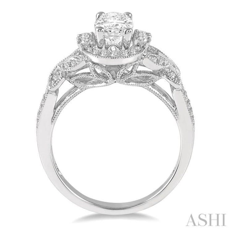 Oval Shape Halo Diamond Engagement Ring