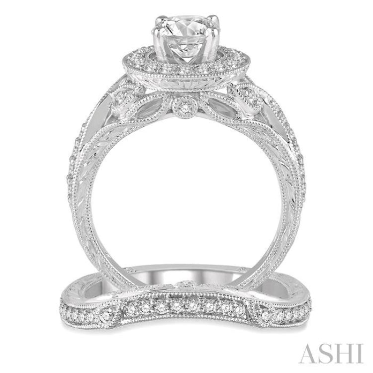 Round Shape Halo Diamond Wedding Set