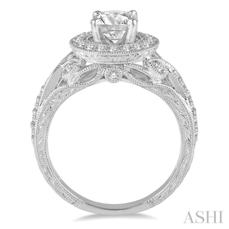 Round Shape Halo Diamond Engagement Ring