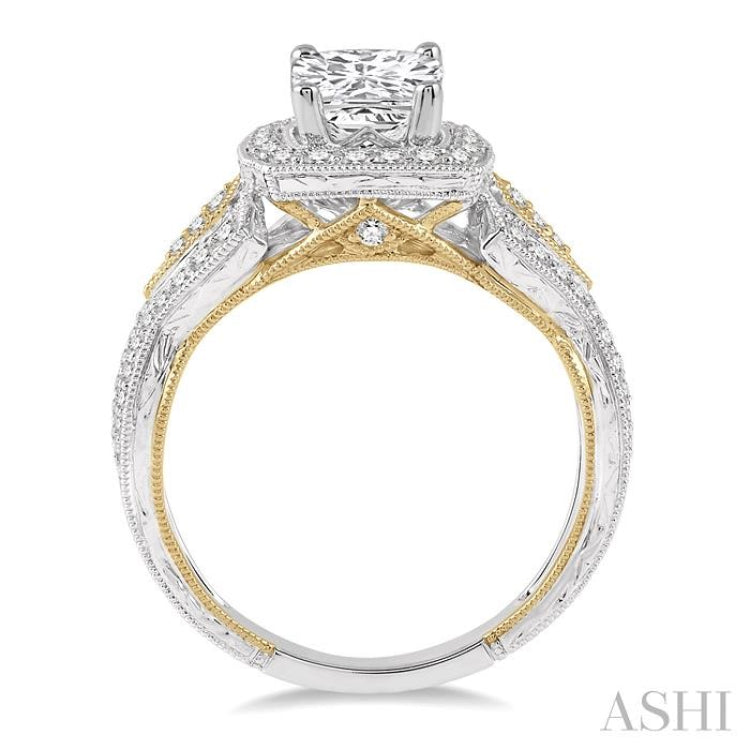 Cushion Shape Semi-Mount Halo Diamond Engagement Ring