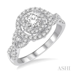 Round Shape Semi-Mount Halo Diamond Engagement Ring