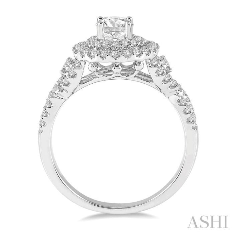 Round Shape Semi-Mount Halo Diamond Engagement Ring