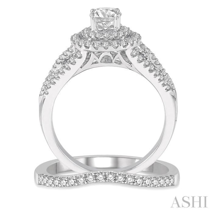 Round Shape Halo Diamond Wedding Set