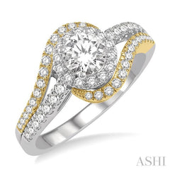 Round Shape Semi-Mount Halo Diamond Engagement Ring