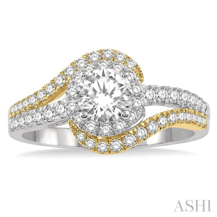 Round Shape Semi-Mount Halo Diamond Engagement Ring