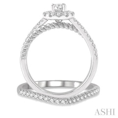 Round Shape Halo Diamond Wedding Set