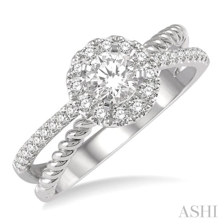 Round Shape Semi-Mount Halo Diamond Engagement Ring