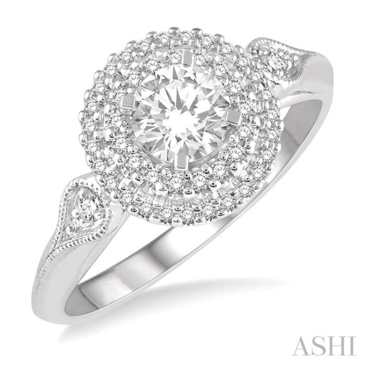 Round Shape Halo Diamond Engagement Ring