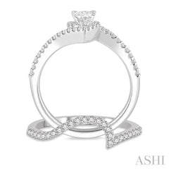 Pear Shape Halo Diamond Wedding Set