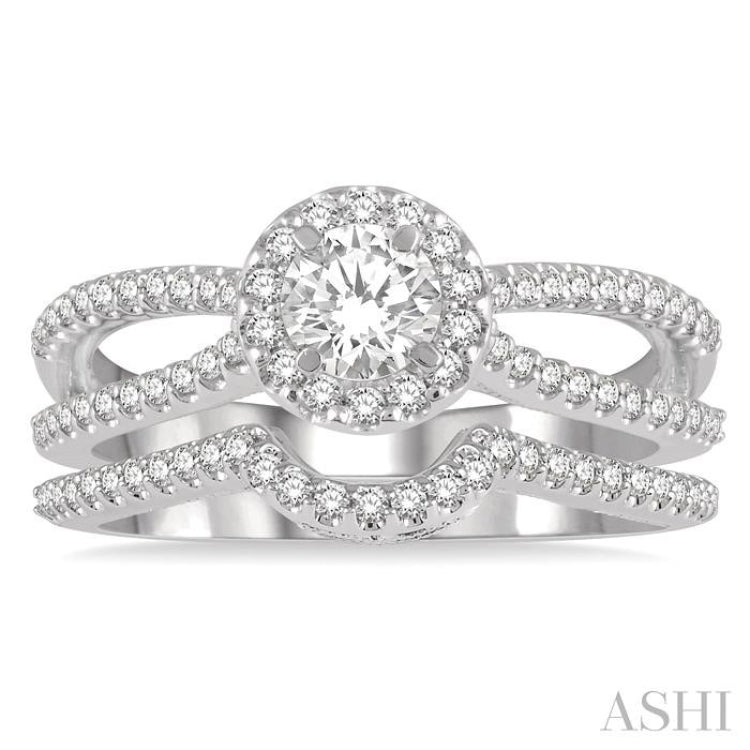 Round Shape Halo Diamond Wedding Set