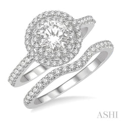 Round Shape Halo Diamond Wedding Set