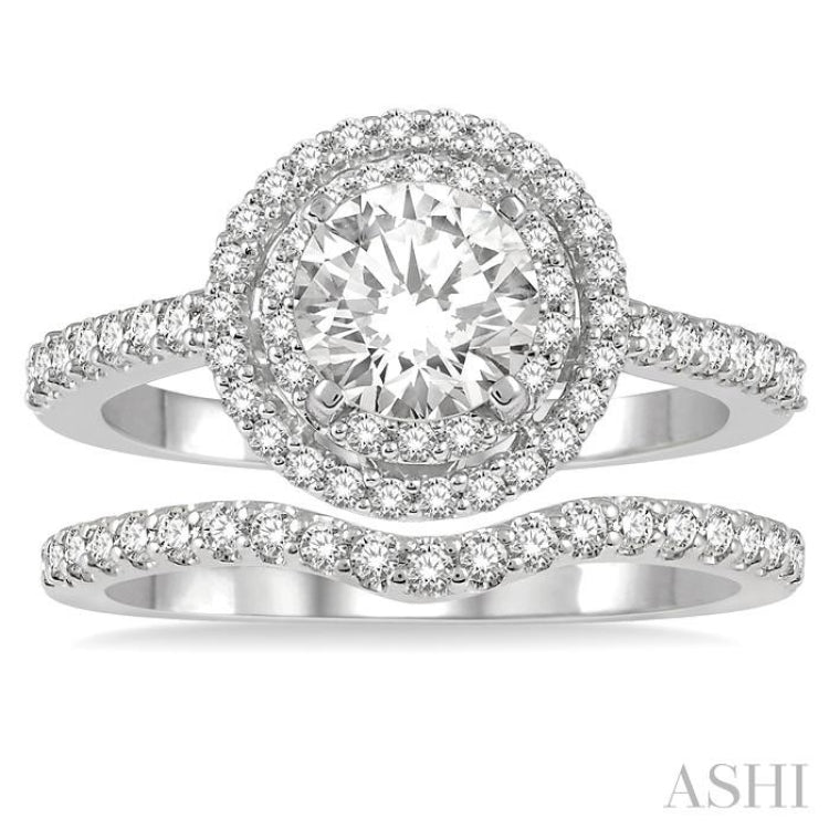 Round Shape Halo Diamond Wedding Set