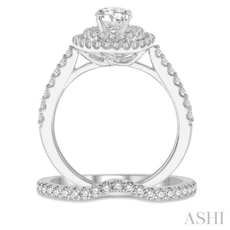 Round Shape Halo Diamond Wedding Set