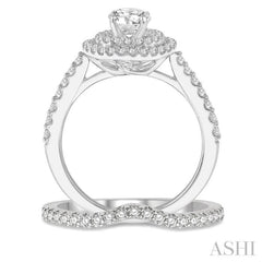 Round Shape Halo Diamond Wedding Set