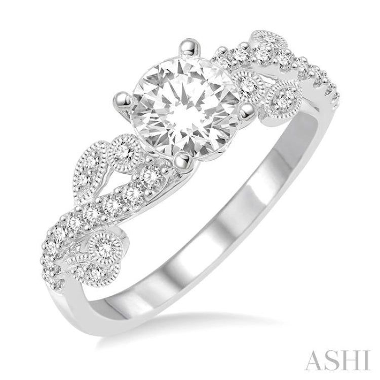 Round Shape Semi-Mount Diamond Engagement Ring