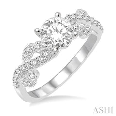 Round Shape Semi-Mount Diamond Engagement Ring