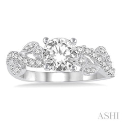 Round Shape Semi-Mount Diamond Engagement Ring