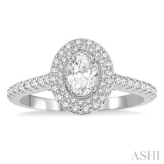 Oval Shape Semi-Mount Halo Diamond Engagement Ring