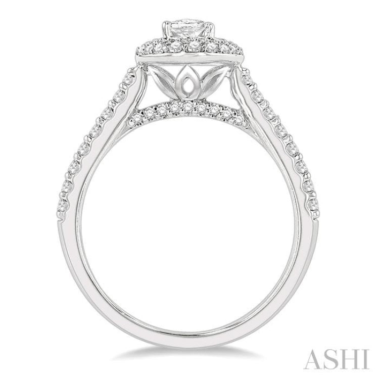 Oval Shape Semi-Mount Halo Diamond Engagement Ring