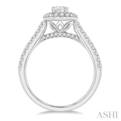 Oval Shape Semi-Mount Halo Diamond Engagement Ring