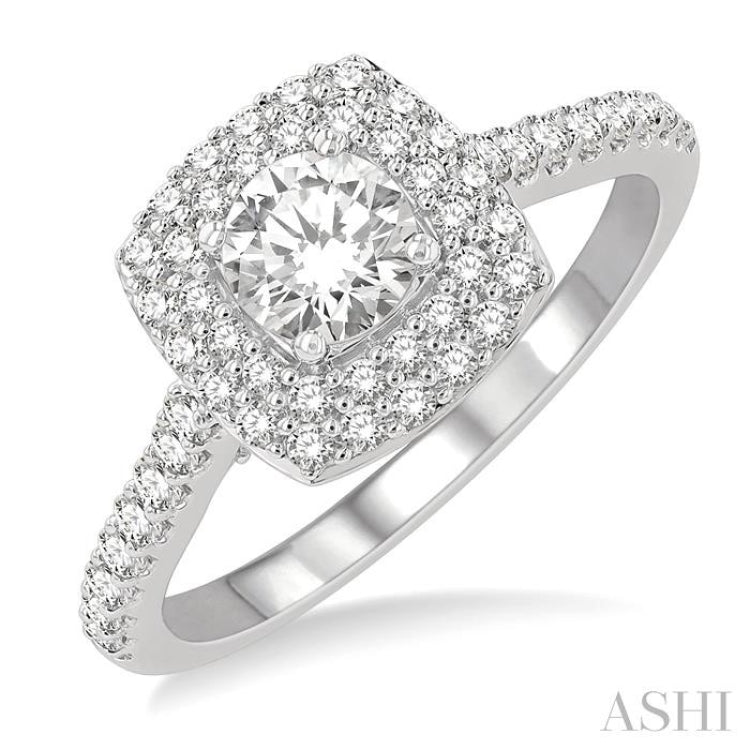 Round Shape Halo Diamond Engagement Ring