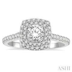 Round Shape Halo Diamond Engagement Ring