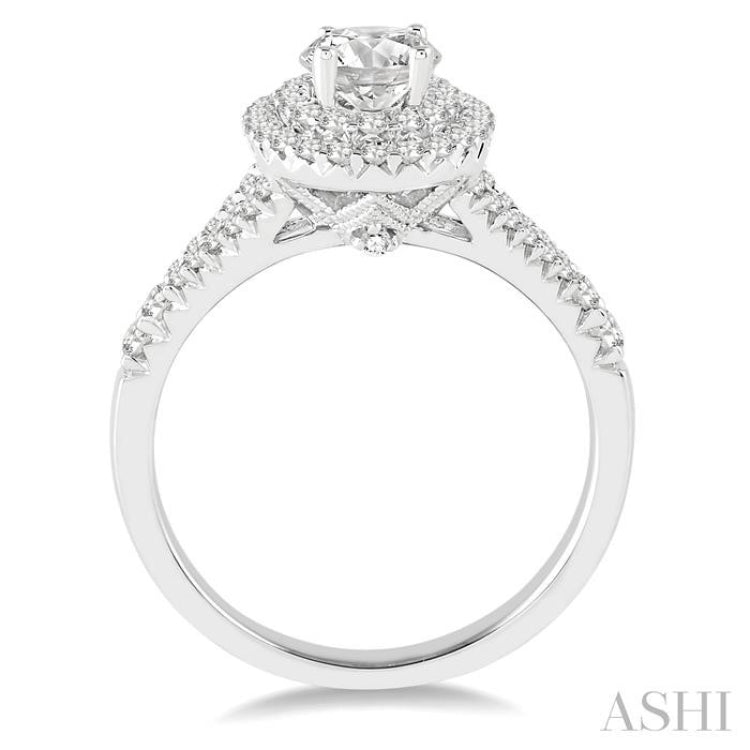 Oval Shape Semi-Mount Halo Diamond Engagement Ring