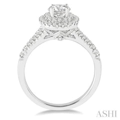 Oval Shape Semi-Mount Halo Diamond Engagement Ring