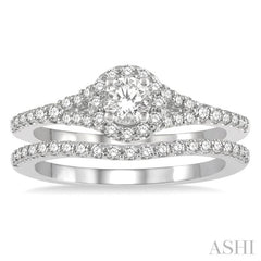 Round Shape Halo Diamond Wedding Set