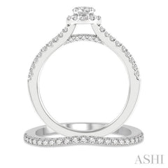 Round Shape Halo Diamond Wedding Set