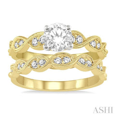 Round Shape Diamond Wedding Set