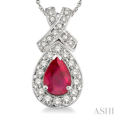 Pear Shape Gemstone & Halo Diamond Pendant